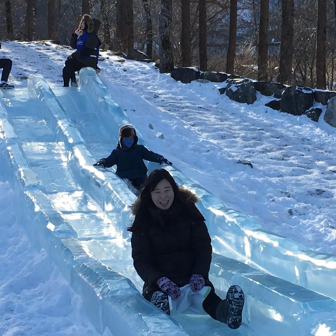 ice slides and snow tunnels