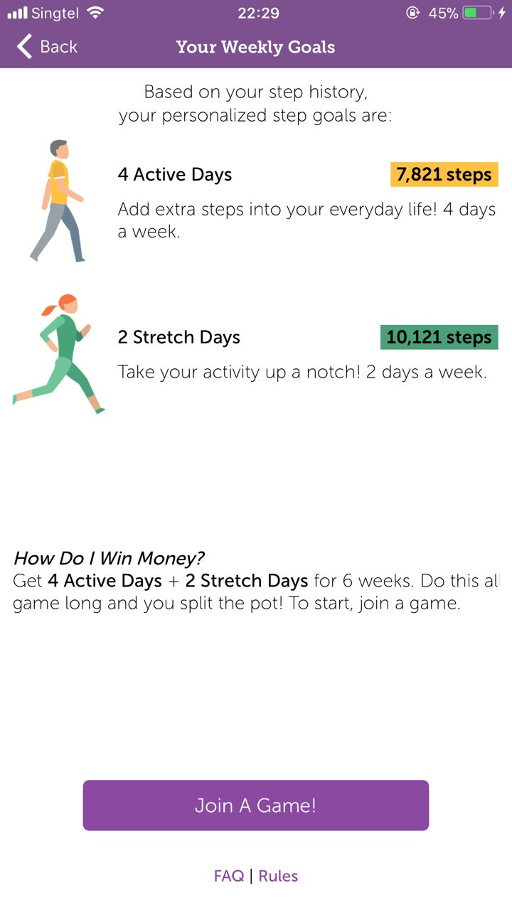 Health apps with cash back StepBet personalised health walking goals