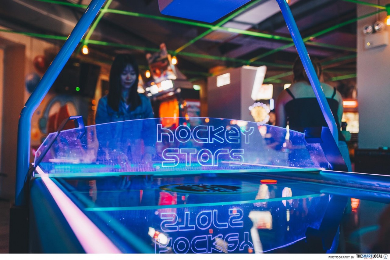 Level Up Singapore Arcade Bar air hockey machine