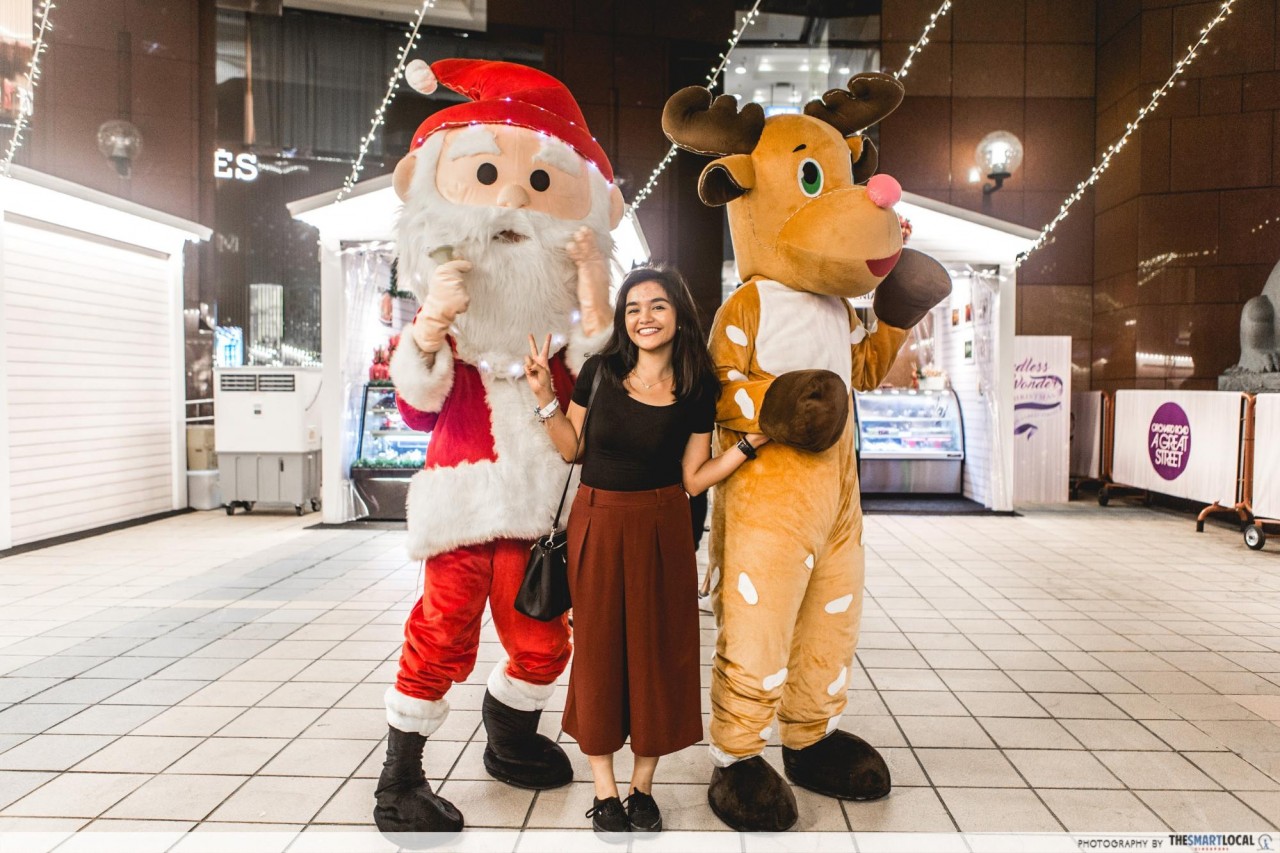 santa and reindeer mascot