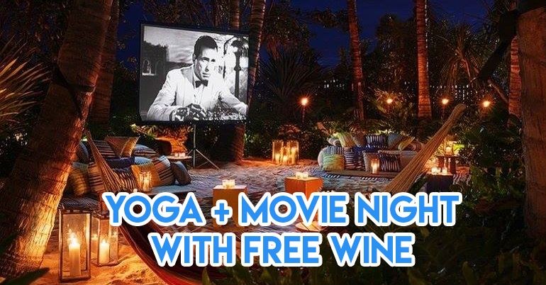 yoga and movie night with free wine