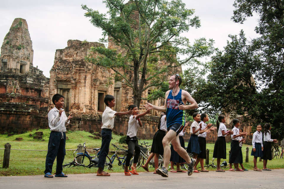 khmer empire marathon with kids cheering you on 