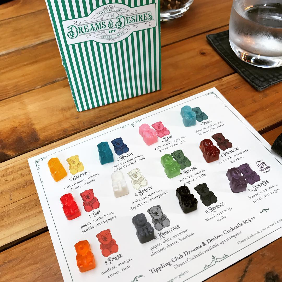 tippling club edible gummy bear menu cocktail