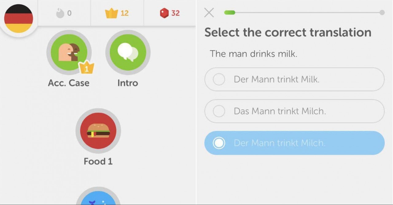 Language learning phone app - duolingo