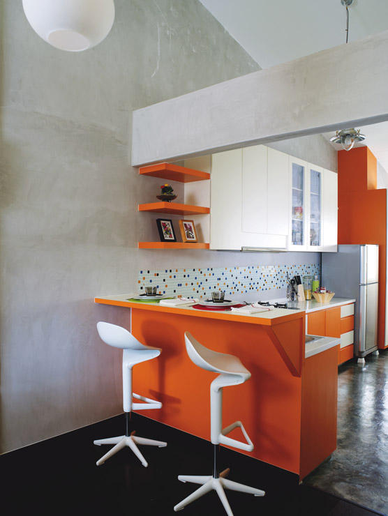 orange kitchen vegas interior design