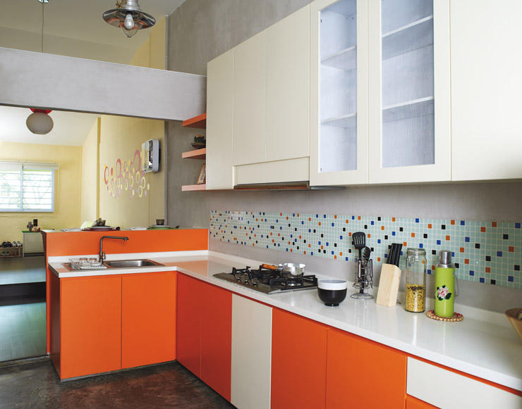 vegas interior design orange kitchen