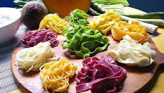 colourful handmade ban mian noodles of different flavours jia lei cooking school