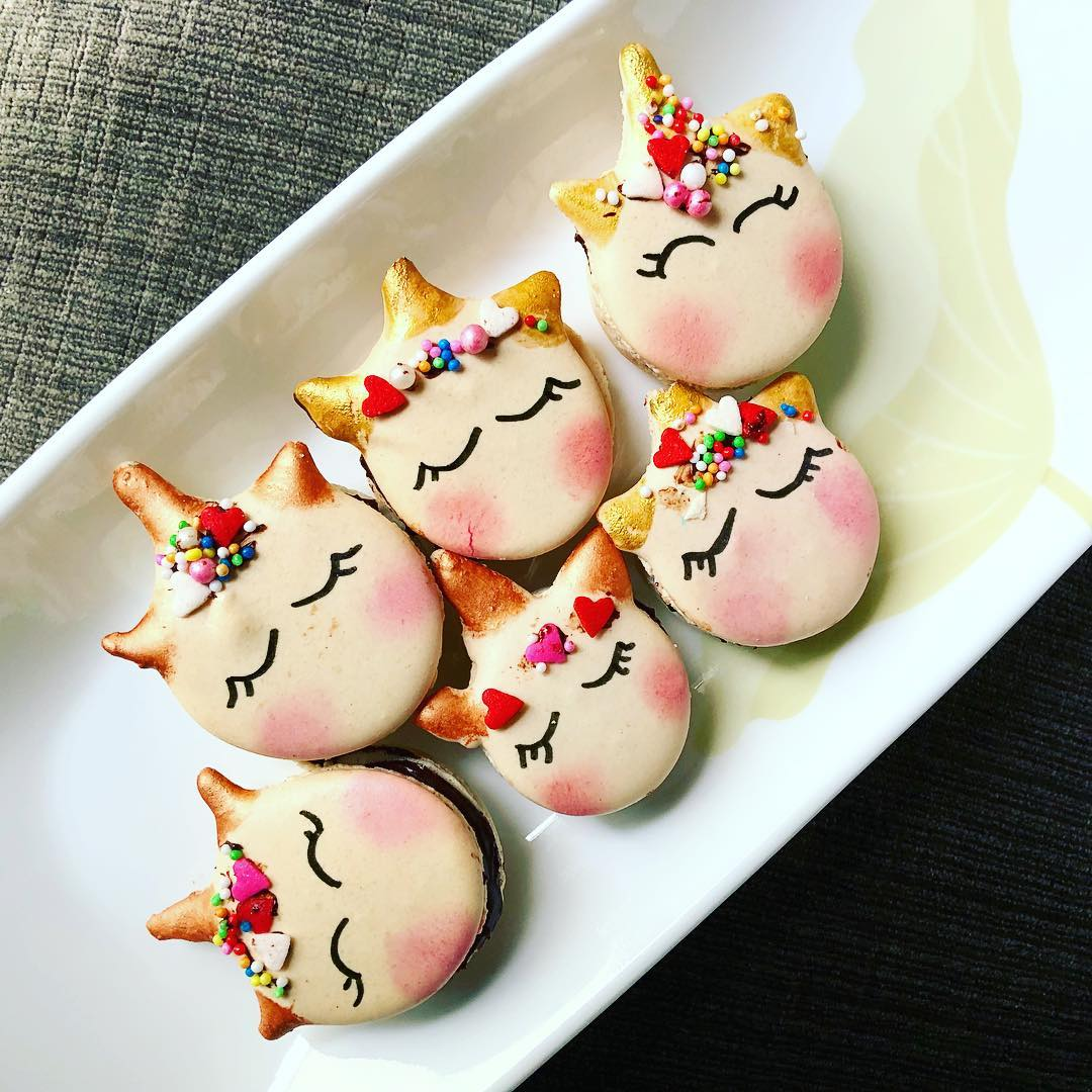 colourful sparkly unicorn macaron butter and bake