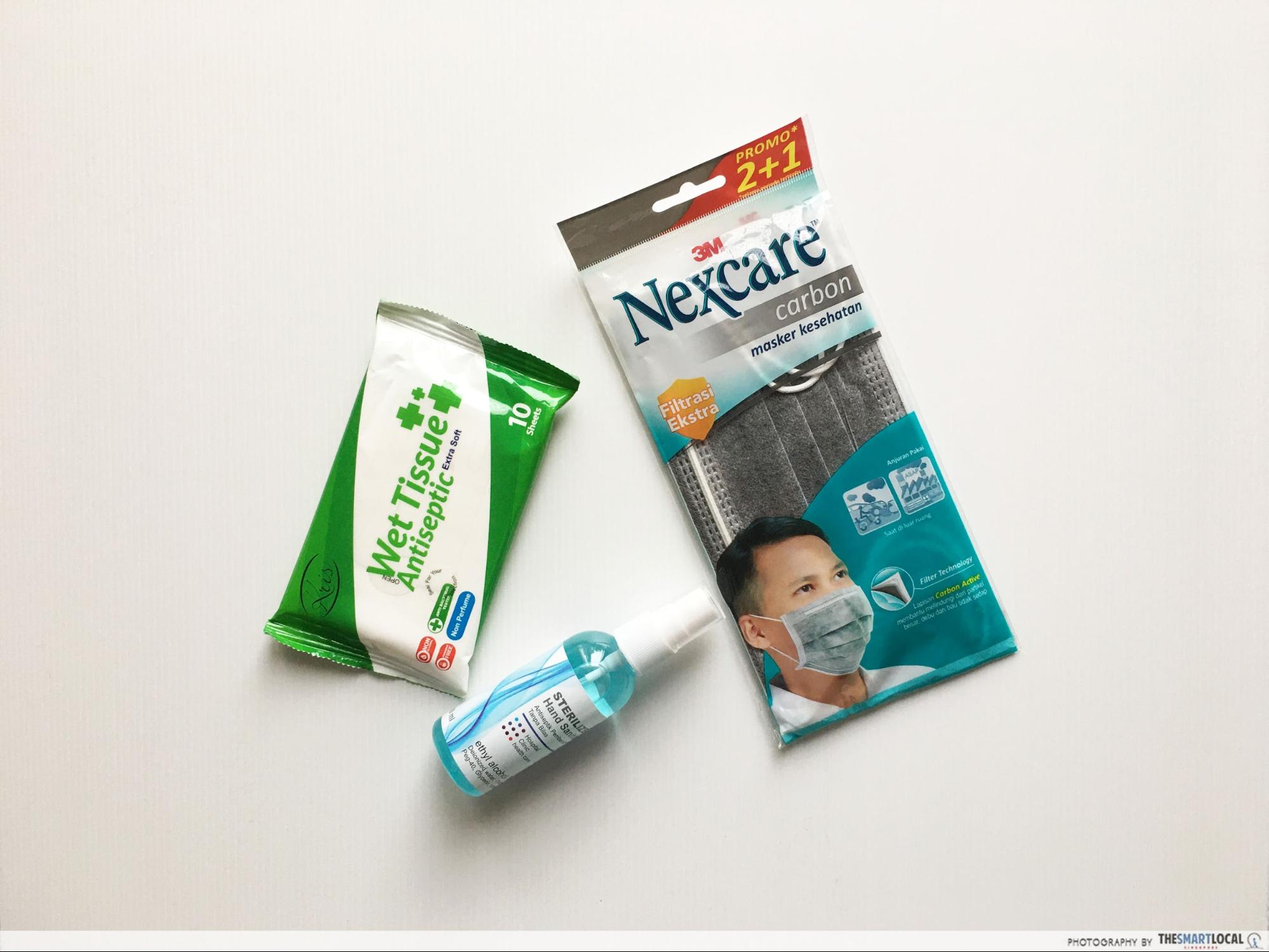 covid19 indonesia 3 - hand sanitizer, face mask, antiseptic wipes