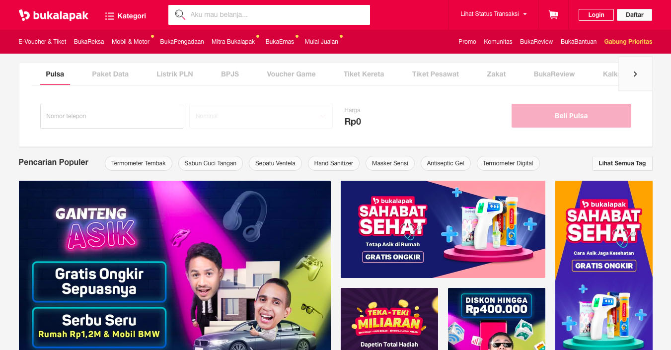 Bukalapak Indonesian online shopping website