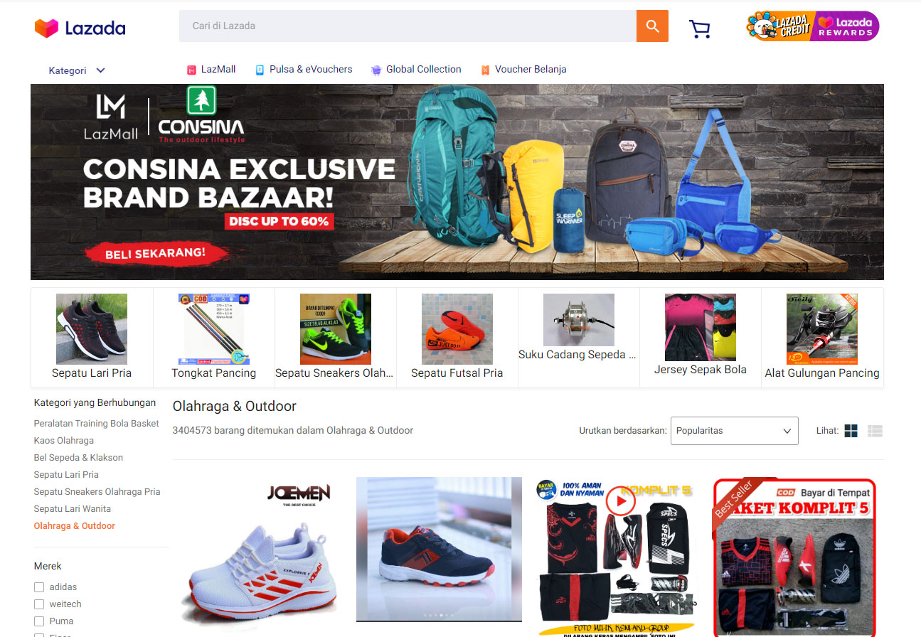 Lazada Indonesian online shopping website