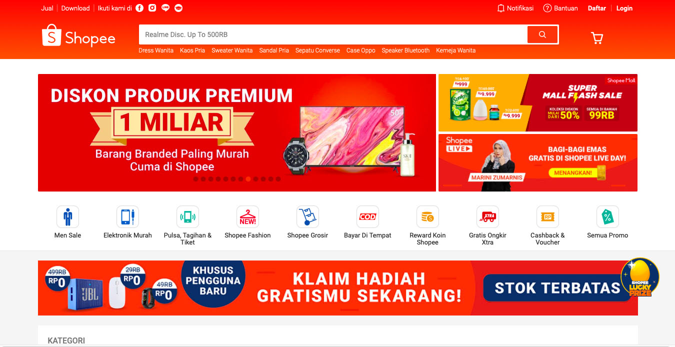 Shopee Indonesian online shopping website