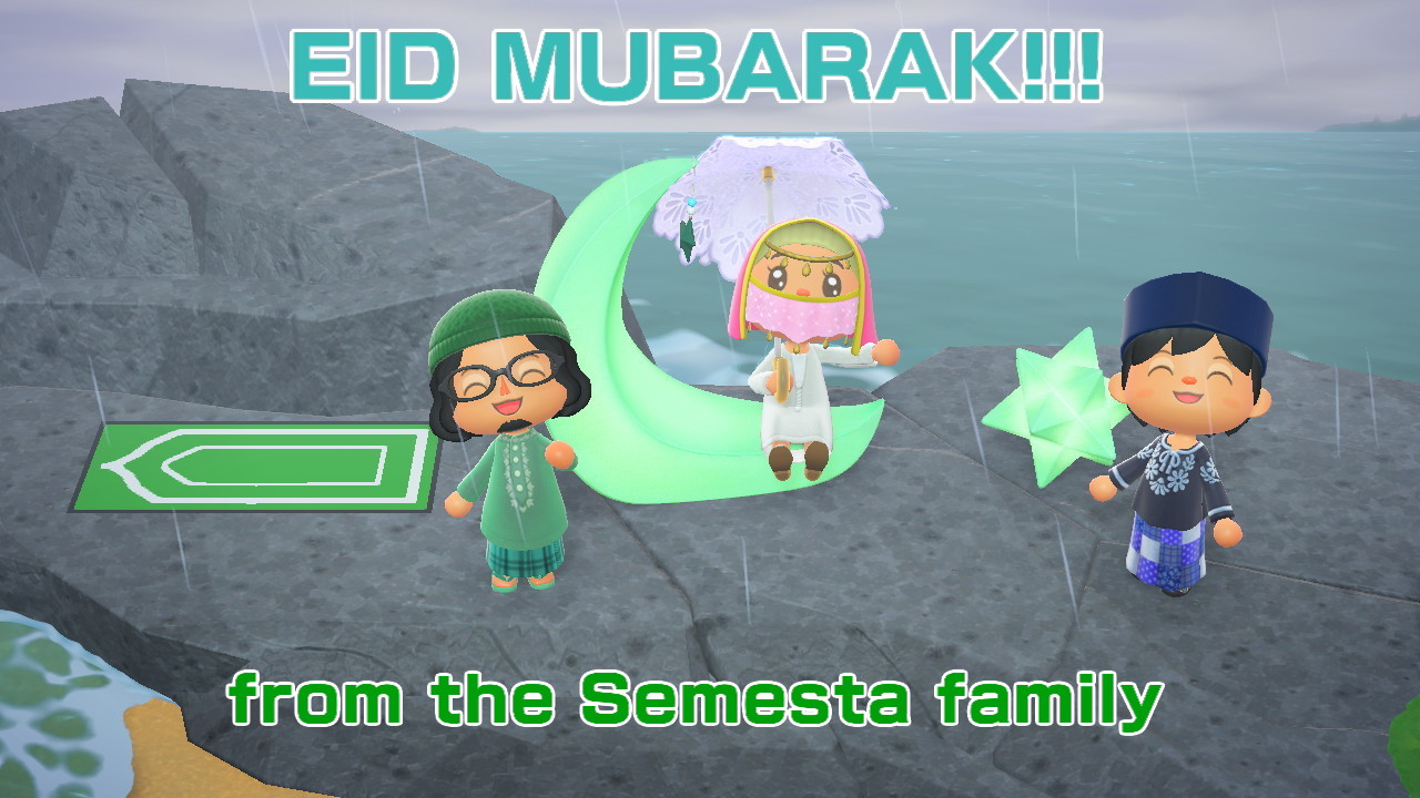 Eid Mubarak greeting on Animal Crossing New Horizons