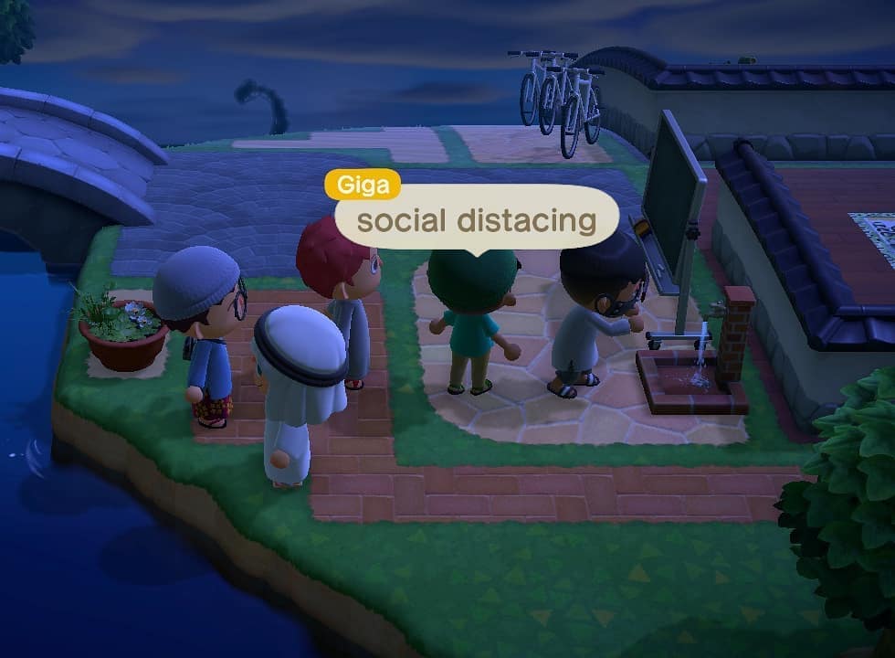 Queueing for Wudhu on Animal Crossing