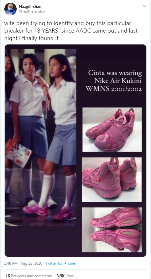 Cinta's pink ninja sneakers - Original tweet
