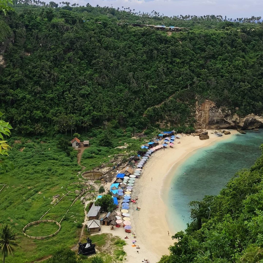 hidden beaches in bali - atuh beach aerial view