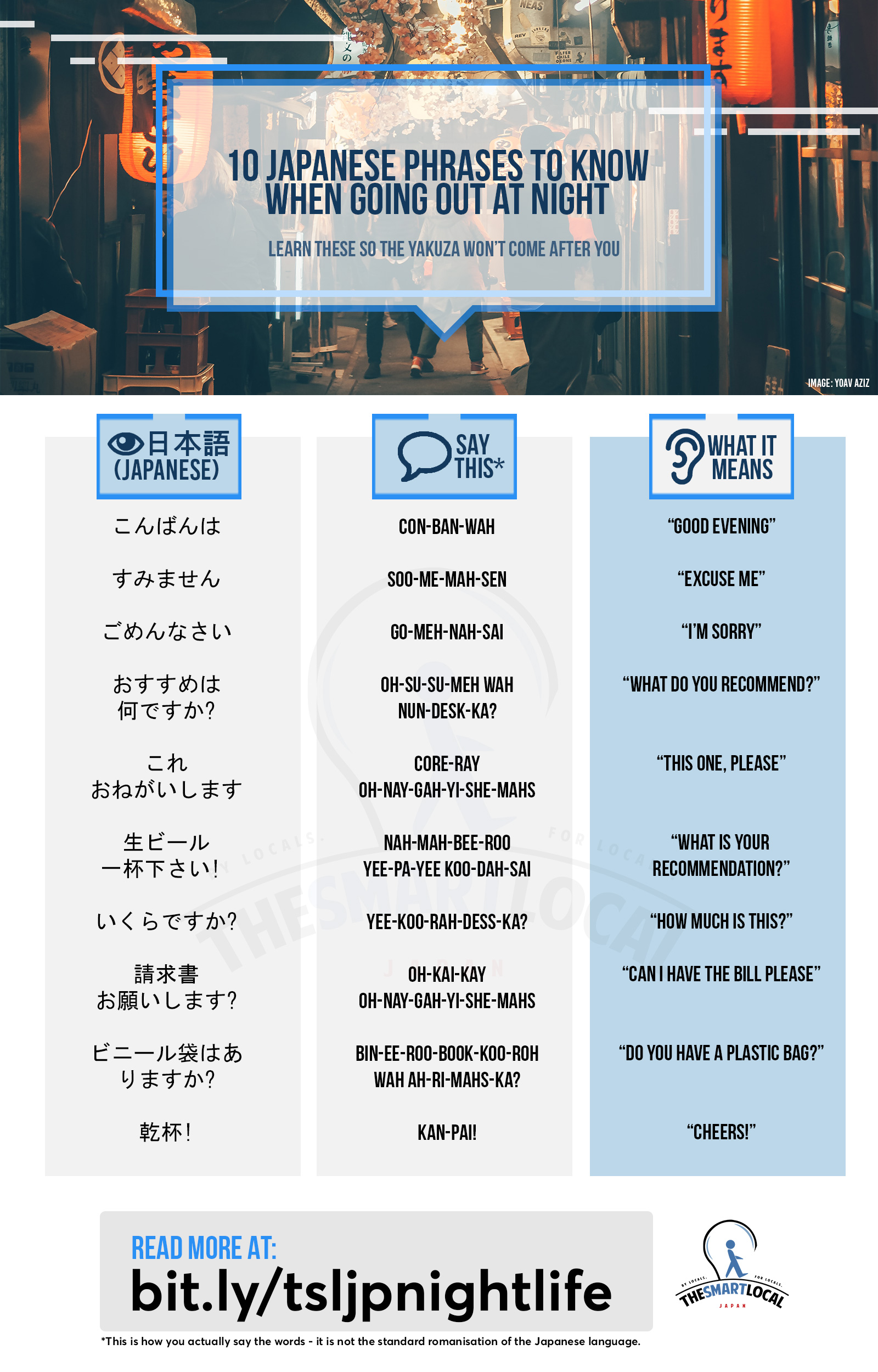 japan nightlife useful japanese phrases infographic