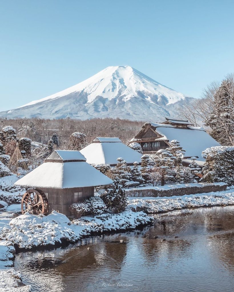 Japan Then And Now - View of Mt. Fuji at Oshino Hakkai 