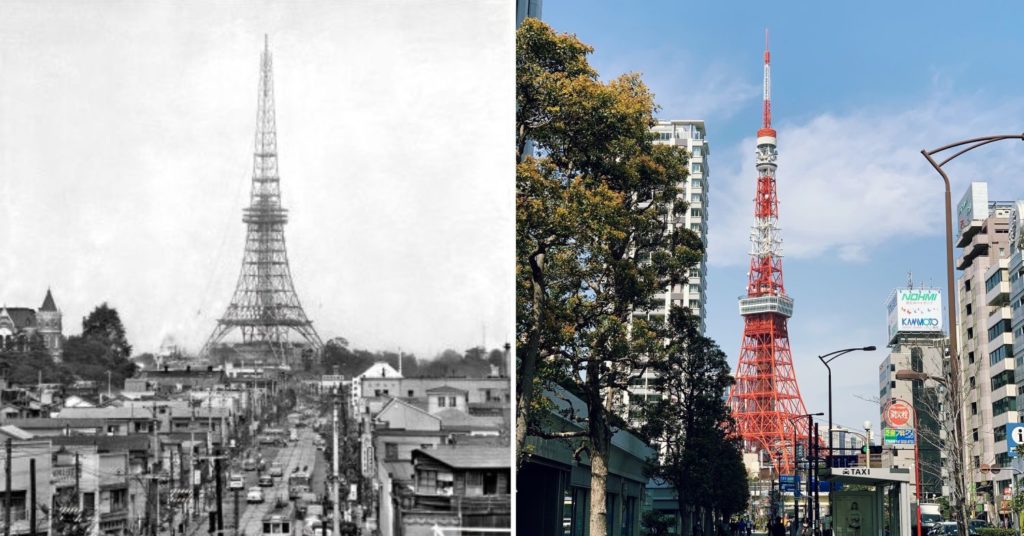 Japan Then And Now - tokyo tower then and now