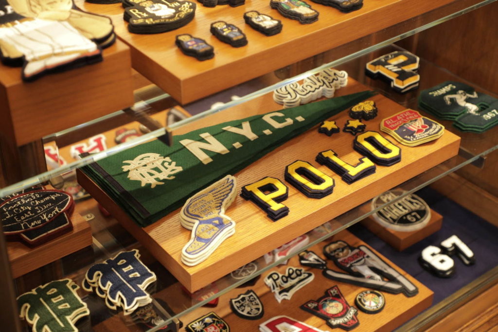 Ralph Lauren café and flagship store - selection of patches at create-your-own station