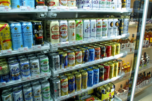 Konbini - beers on shelf