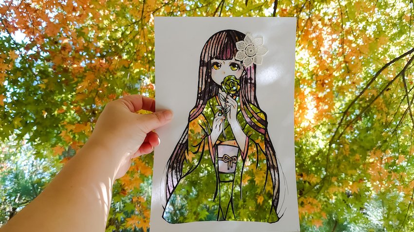 japanese papercutting - paper cut art girl in kimono