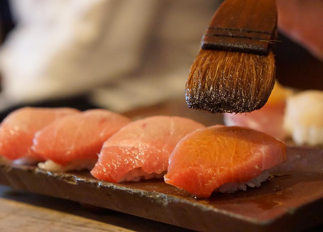 cheap sushi osaka - brushed salmon sushi