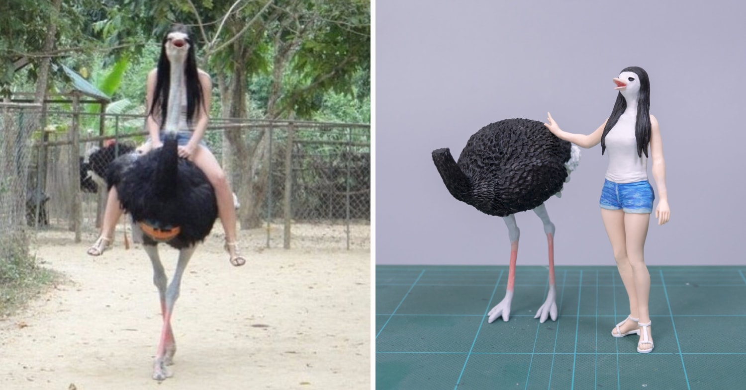 Meetissai meme sculptures - ostrich woman