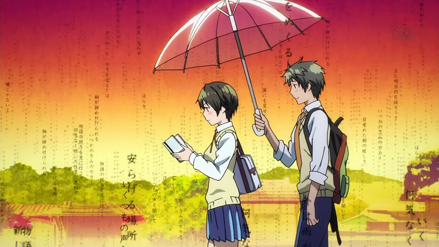 romantic anime series - walking in the rain