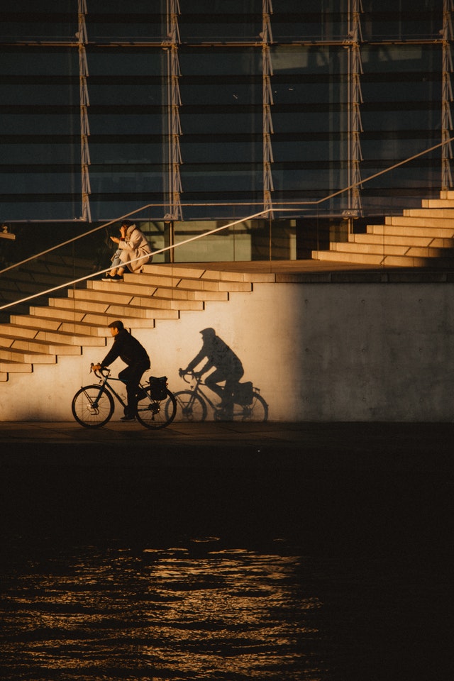 Cycling in Japan - shadow of someone cycling