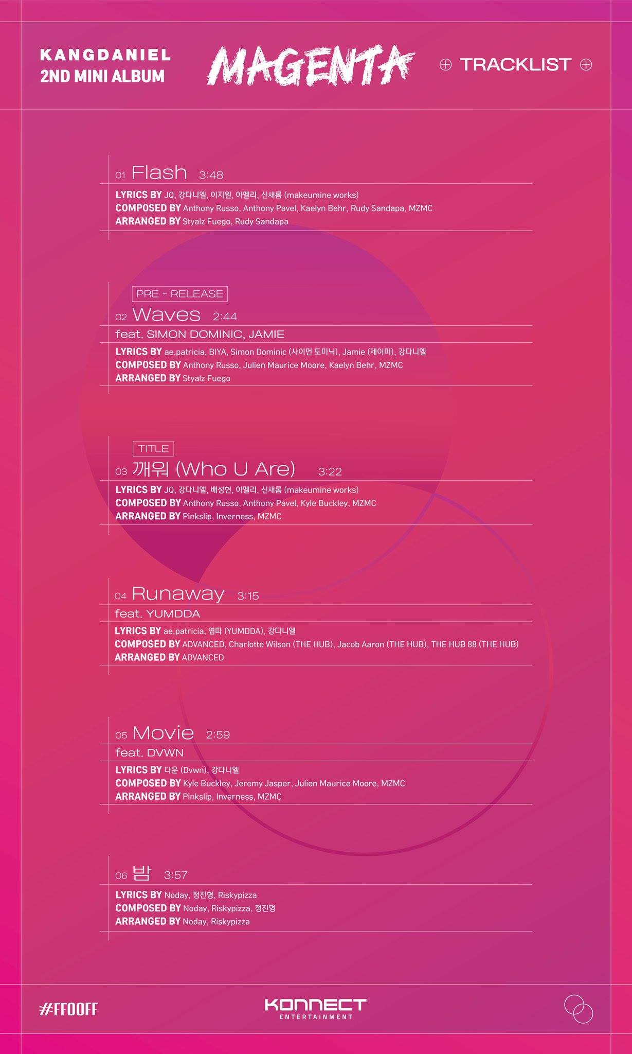 Upcoming K-pop Comebacks - Kang Daniel Magenta Album Tracklist