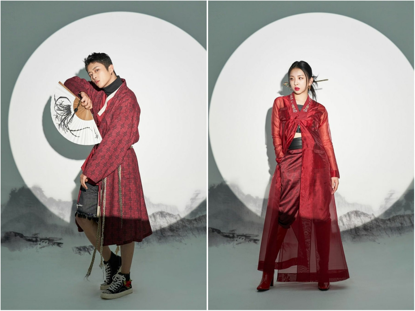 KARD X LEESLE Modern hanboks - Hidden Moon collection, J.Seph and Jiwoo