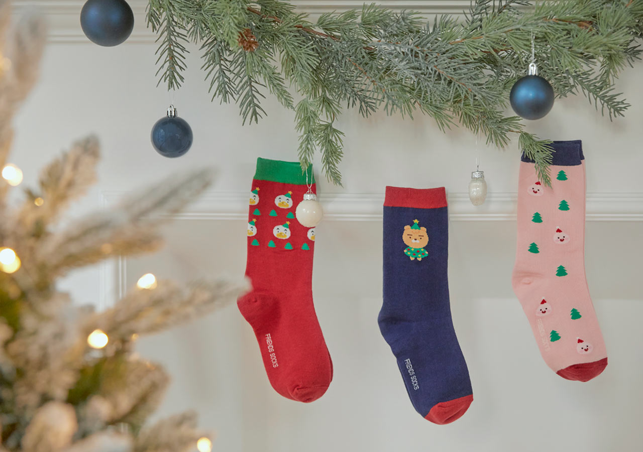 Kakao Friends Christmas - Christmas Socks Gift Set, Apeach, Ryan, Tube