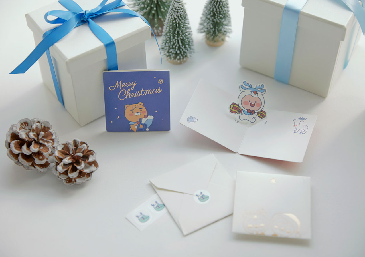 Kakao Friends Christmas - Mini Pop-Up Card, Apeach, Ryan