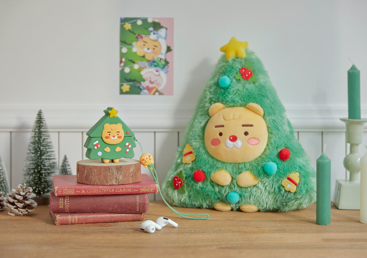 Kakao Friends Christmas - Mini Christmas Tree Soft Toy, Airpods Pro Case Strap Set, Ryan