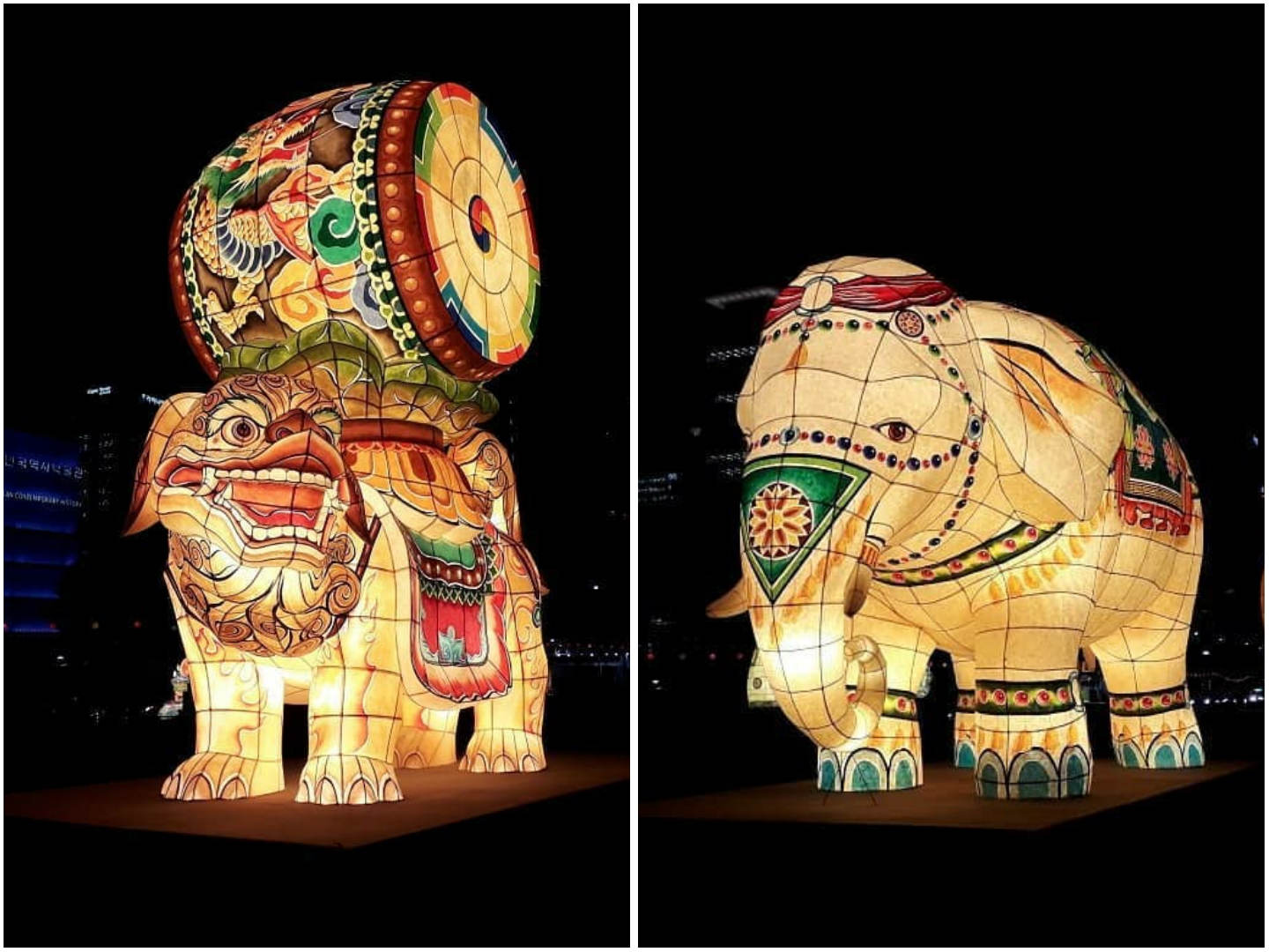 Lotus Lantern Festival Korea - Lion and elephant lanterns