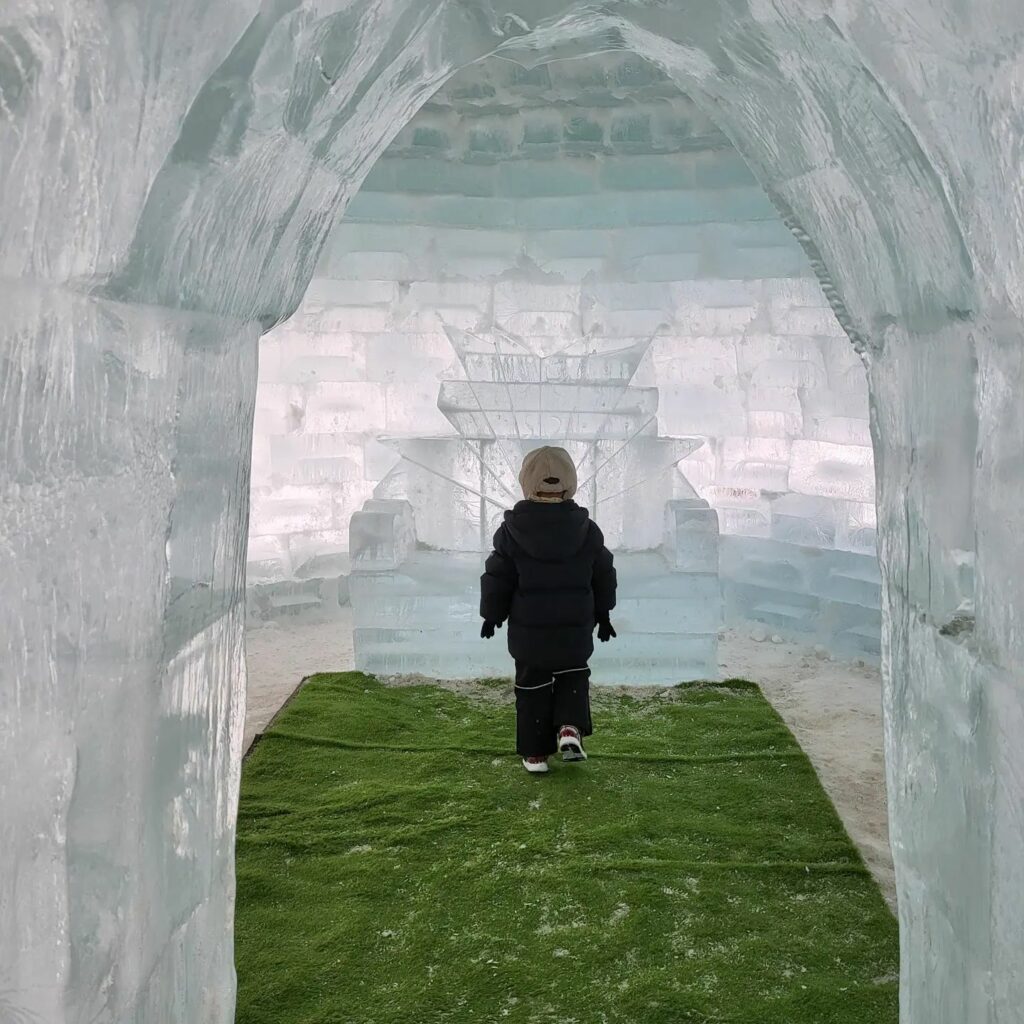 Chilgapsan Ice Fountain Festival - interior of the ice igloo