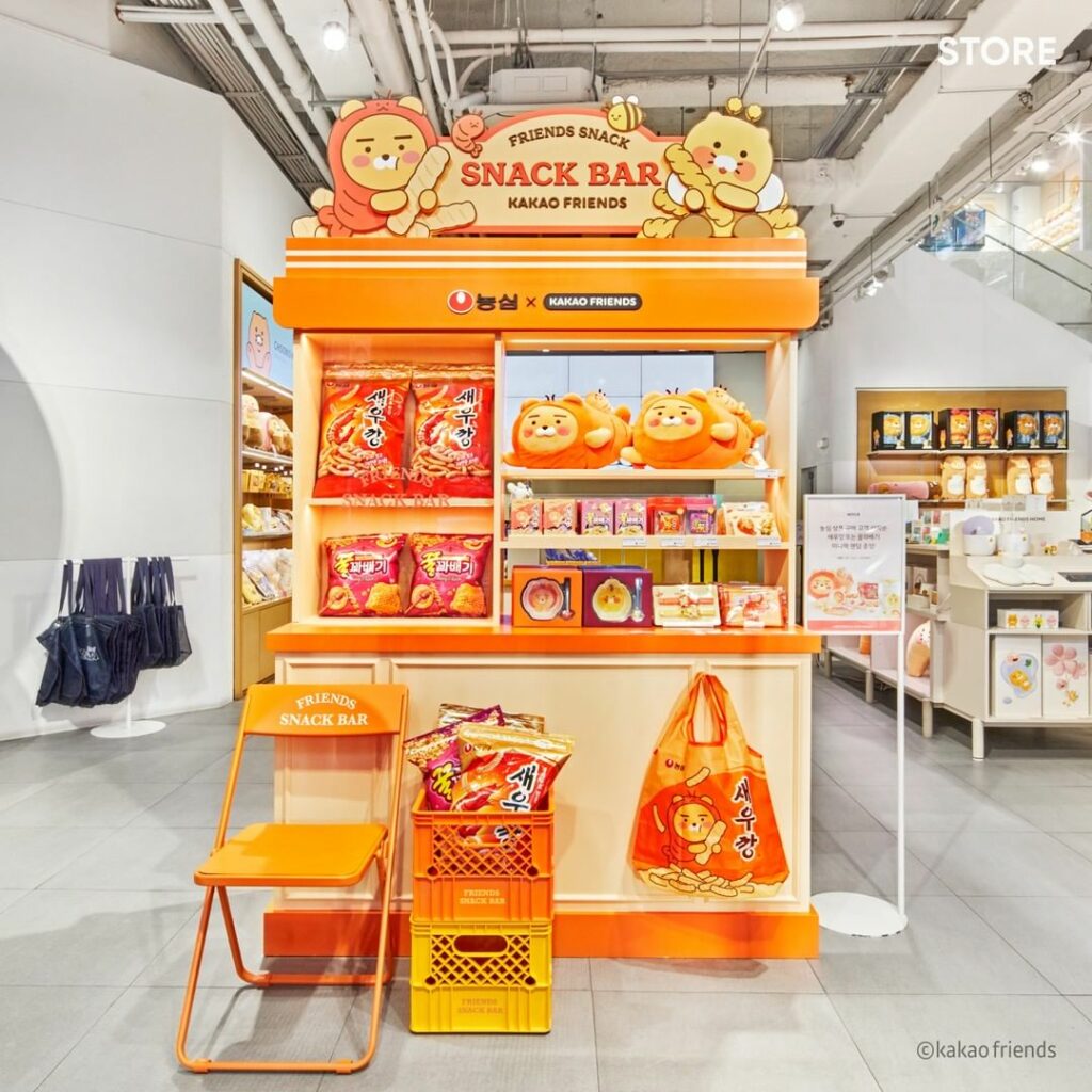 Kakao Friends collabs with Nongshim - snack bar with chair