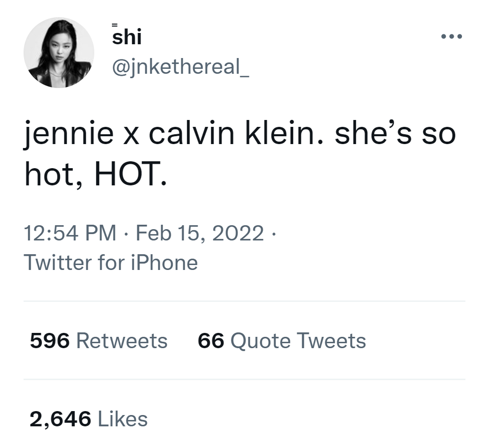 Jennie Calvin Klein 2022 campaign - Netizen on Twitter reacts