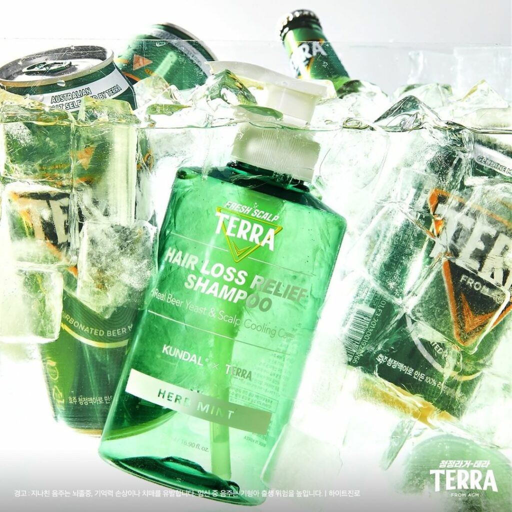 beer shampoo - advertisement photoshoot with canned terra beer