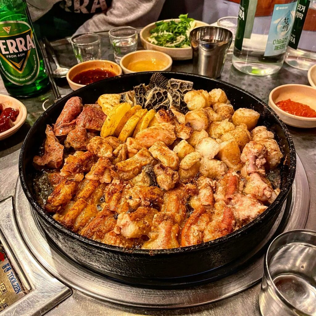 Popular Korean foods - intestines of cows and pigs, also known as gopchang 