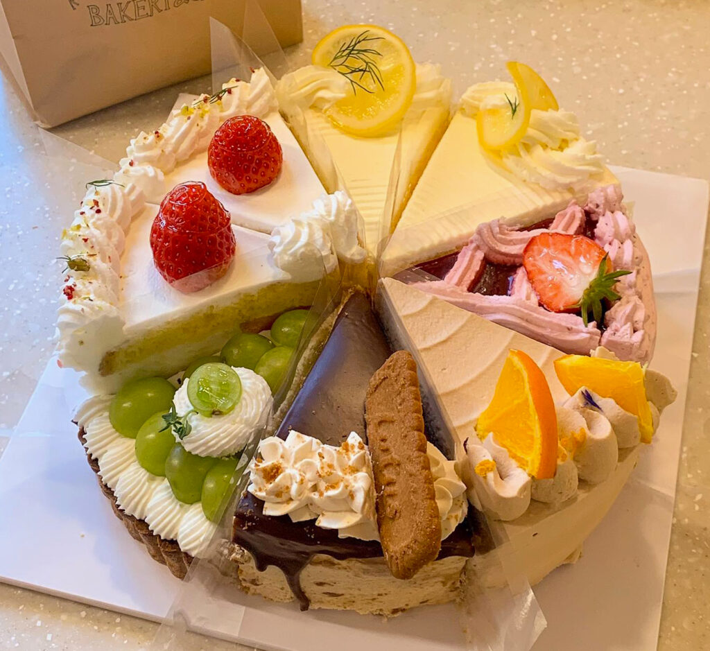 combination of cake slices of different flavours
