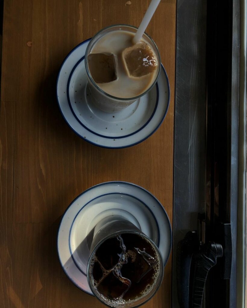 top view of two glasses of coffee