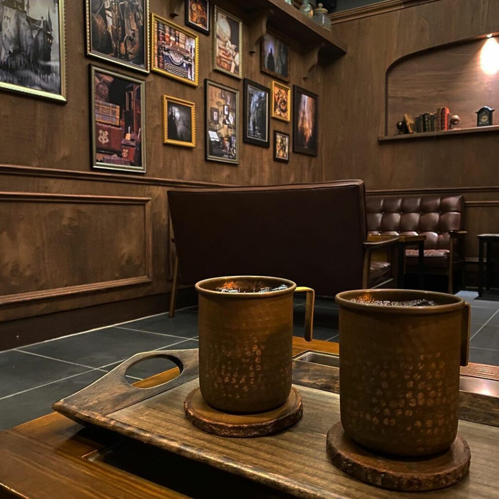 PO TID - drinks served in old-fashioned mugs 