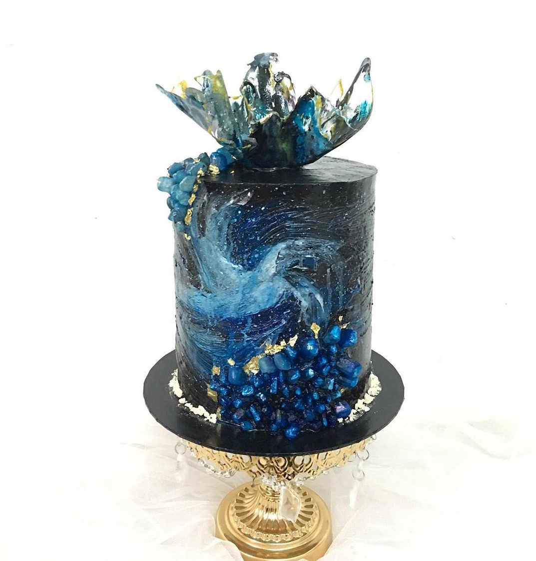 blue galaxy cake