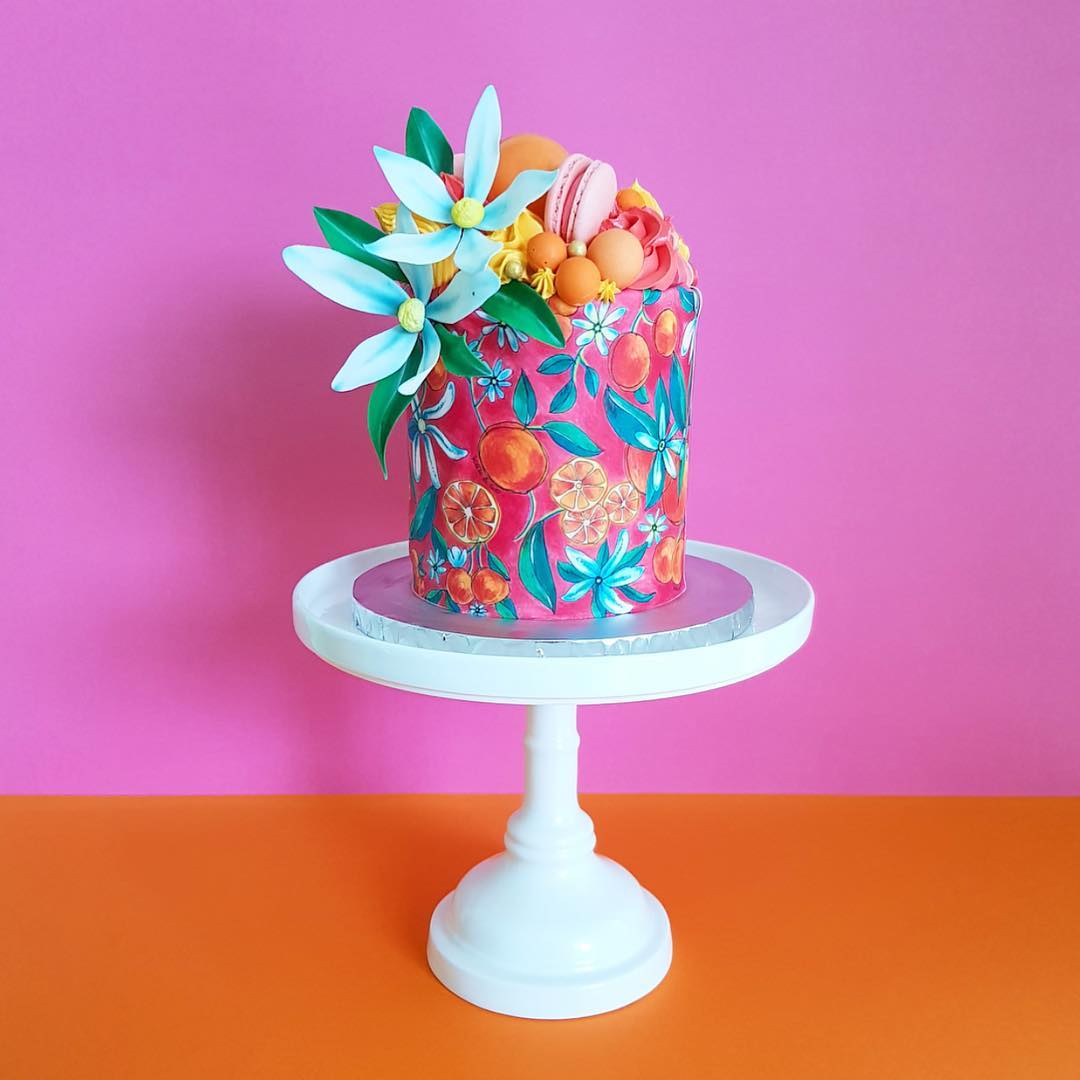 pink tropical cake