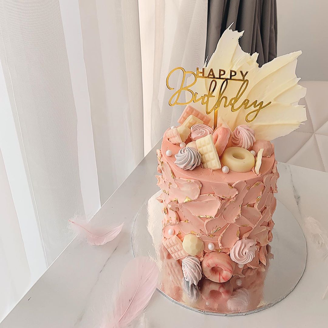 pink textured cake