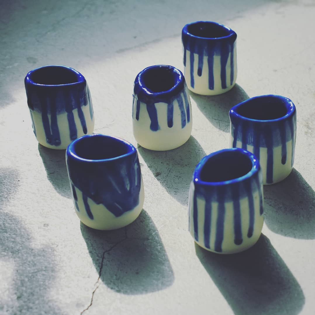 Blue tea cups