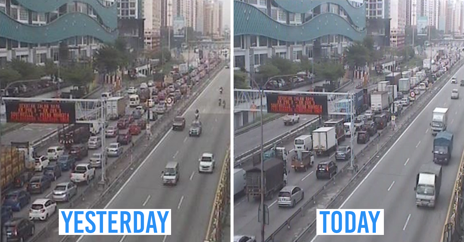Traffic jams on highways in Malaysia during Raya