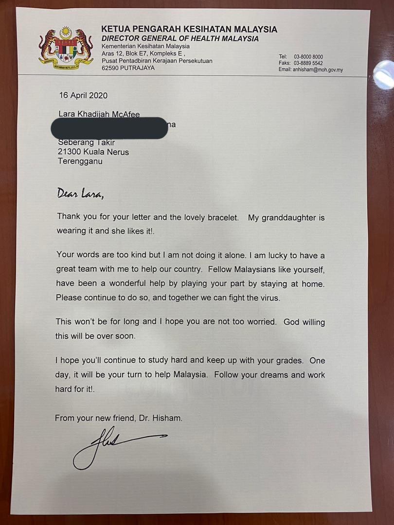 DG Hisham heartwarming letter